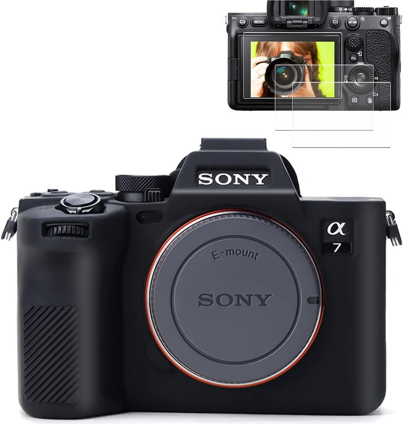 Pocoukate Camera Case for Sony Alpha 7 IV  A7M4  A7 IV Digital Camera Anti-Scratch Slim Fit Soft Cover with Screen Protector  A7IV Exclusive Accessories (not Applicable to A7R4 or A7III) - Black - Image 1